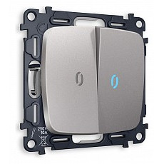 Выключатель проходной двухклавишный с подсветкой без рамки ambrella volt quant mo504040